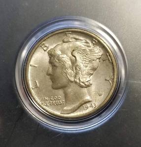 6 BU-UNC SILVER DIMES 1943-D MERCURY (2)1955 (2)1960d & 1962 ROOSEVELT