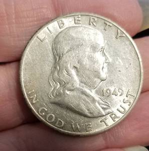 3 SILVER FRANKLIN HALF DOLLARS 1949-S 1953 1963-D