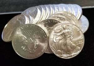 ORIGINAL ROLL OF 2018 SILVER EAGLES 20 TROY OZ .999 FINE SILVER