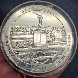 5 TROY OZ .999 FINE SILVER US MINT ATB ROUND GETTYSBURG