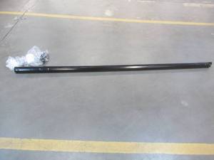 lot 843 image: 92 in Motorized Projector Screen with Remote Control - Black Housing (HOUSING IS SLIGHTLY DENTED, MISSING CAP AND RING FOR 1 SIDE)