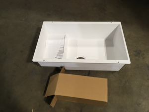 Blanco PRECIS CASCADE Undermount Granite Composite 29 in. Single Bowl Kitchen Sink with Mesh Colander in White, Open Box, Review all pictures