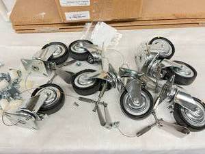 lot 16 image: MSRP $400 Per Set Of 4 - Lot Of 2 Sets Assembly Acute Caster Kit - These Wheels Sets Are Perfect For Building Great Flat Dollies Etc