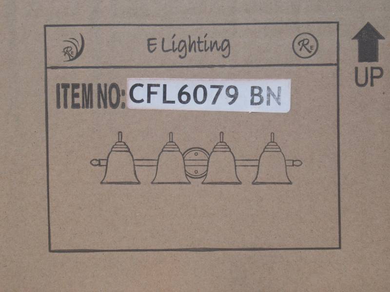 lot 8 image: 4 Light Vanity Light in Brushed Nickel and Alabaster Glass - CFL6079BN by E Lighting