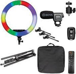lot 59 image: Sunpak - 18 Rainbow Ringlight with Shotgun Mic