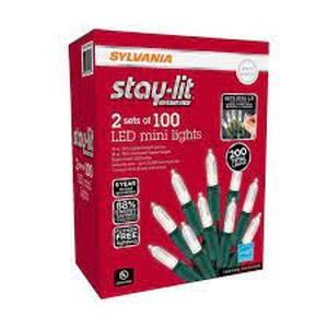 lot 76 image: Sylvania Stay-lit 100 Mini Pure White LED Lights (Pack of 2)