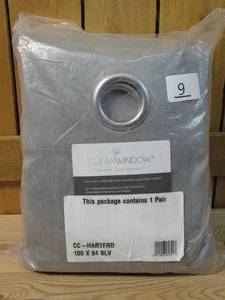 lot 9 image: Clean Window Panel Curtains  Silver