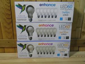 lot 79 image: Feit Electric Led 60W Replacement Day Light - 6 Bulbs & Feit Electric Led 60W Replacement Soft White - 12 Bulbs
