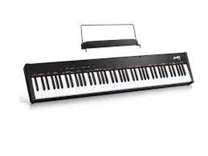lot 110 image: Moukey Piano 88 Keys Keyboard Full-Size Digital Keyboard, Book Stand & Pedal