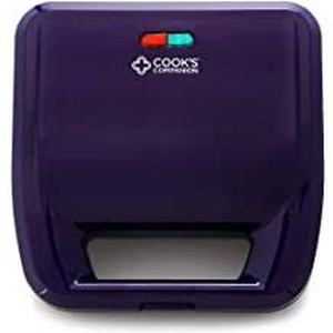 lot 115 image: Cooks Companion 750W Waffle Maker & Panini Press w Plates  Black