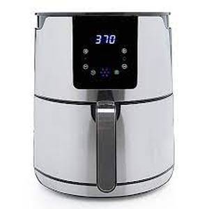 lot 114 image: SHAQ 6 qt 1700W Stainless Steel Digital Air Fryer wBasket & Handle
