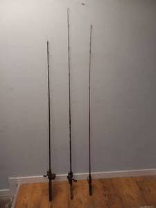 3 FISHING POLES AND REELS