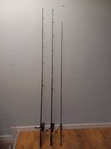 3 FISHING POLES AND REELS