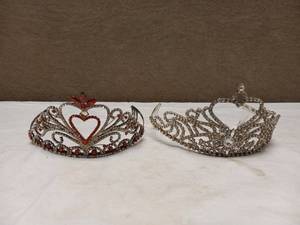 2 TIARA SILVER AND RHINESTONES