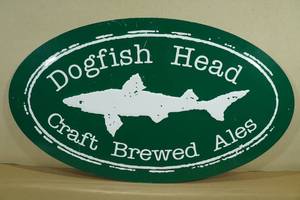 Dogfish Head Crafted Brewed Ales Embossed Metal Sign