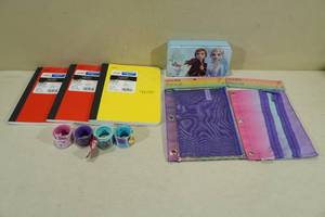 New Assorted School Supplies -Pencil BoxCases, Rulers, Notebooks