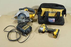 DeWalt Tools -20V Cordless Circular Saw, 12V Impact Driver with Battery, Charger, and Bag