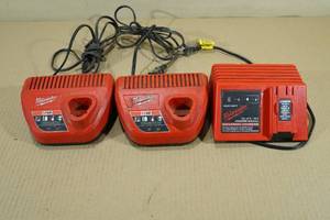 3 Milwaukee Chargers -M12, M12, Universal for 12v-18v