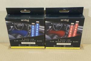 2 Vibe 2-Packs LED Car Interior Light Bars -Red & Blue