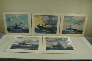 Prints of 1942-43 US War Ships By Gordon Grant
