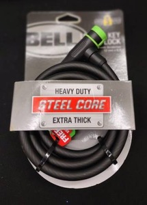 lot 21 image: Bell Lightup Key Cable Bike Lock 8 mm 6 ft Extra Thick Level 3 Security Steel Core Black
