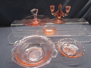 lot 16 image: Pink Depression Glass
