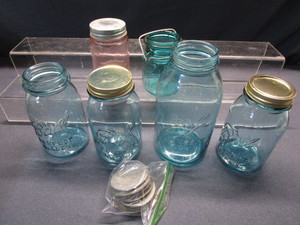 lot 40 image: Blue Canning Jars