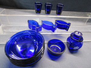 lot 53 image: Cobalt Cereal Bowls, Salt Cellars