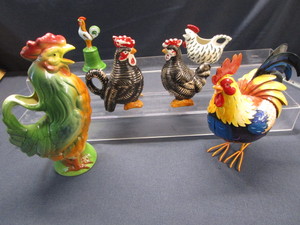 lot 79 image: German Chickens, Metal Chicken
