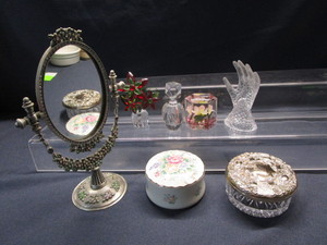 lot 99 image: Vanity Mirror, Boxes, Ring Holder