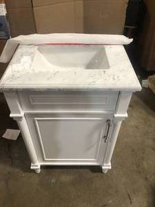 White Bathroom Vanity small damaged top review pictures