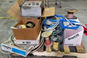 lot 1870 image: pallet of electrical wire and hose