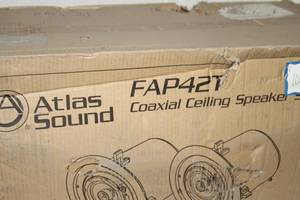 lot 40 image: PAIR of Atlas Sound LP FAP42T 4 Commercial In-Ceiling Pro Audio Speakers  Loudspeakers -  White