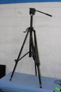 lot 64 image: Manfrotto Pro Video Tripod System with Head and Pan Arm  Bar