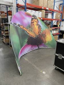 lot 71 image: Large Moss Photography Folding Crest  Picture Backdrop - Portable with Butterfly Image