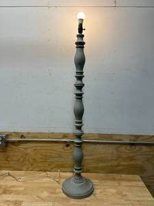 lot 118 image: THRESHOLD Turned Wood Floor Lamp- Gray