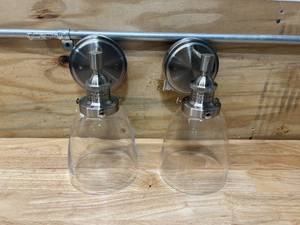 lot 67 image: Linea di Liara Fiorentino Brushed Nickel Wall Sconce- Pair