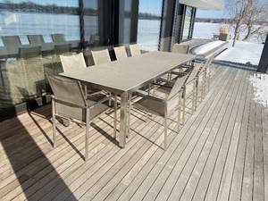 lot 400 image: Barlow Tyrie Outdoor Patio Dining Table With Ten Chairs