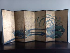 lot 5 image: Hand Painted Asian Inspired Silkscreen