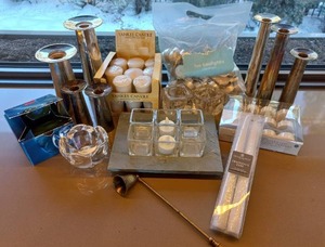lot 129 image: Collection Of Candlesticks, Candleholders, And Candles