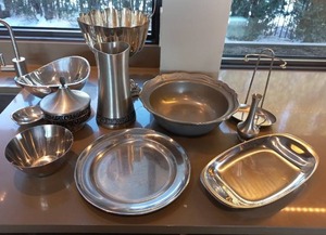 lot 131 image: Collection Of Metal Dcor And Servingware