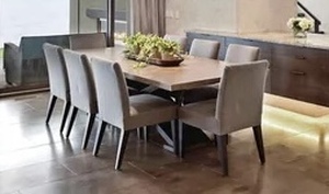 lot 1 image: Custom Made Dining Table With Eight Chairs by Lee Industries