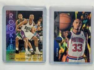 Lot of 2 Ray Allen Rookie Card Stadium #R16, Grant Hill Rookie Card Upper  Deck #157