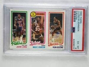 1980 Topps Rookie Magic Johnson, John Long, Ron Boone PSA EX-MT 6