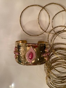 lot 408 image: Gold Bangle Bracelets by Rebecca Hallam