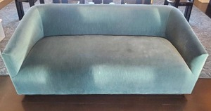 lot 1 image: Modern 1950s Italian Shelter Arm Sofa - Oak Base by Restoration Hardware