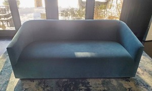 lot 6 image: Modern 1950s Italian Shelter Arm Sofa - Oak Base by Restoration Hardware