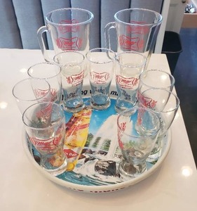 lot 59 image: Miller High Life Glassware & Grain Belt Tray