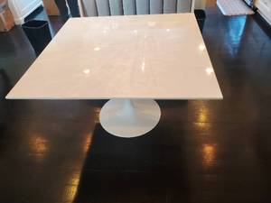 lot 62 image: Lippa Square White Table w Tulip Base