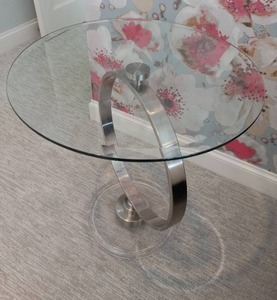lot 112 image: Metal and Glass Table